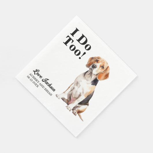 Ich tue zu Beagle Hundesache Hochzeit Serviette (Ecke)