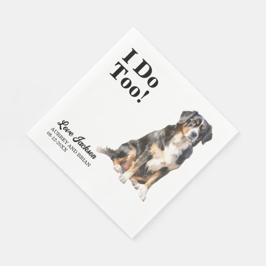 Ich tue zu Bernese Mountain Dog Pet Wedding Serviette (Ecke)