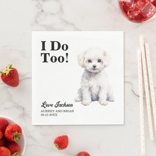 Ich tue zu Bichon Frise Pet Wedding Serviette (Beispiel)