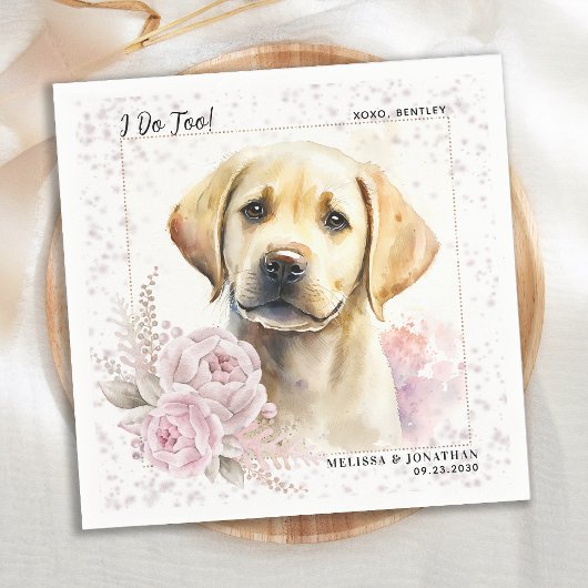 Ich tue zu Labrador Retriever Floral Hund Hochzeit Serviette