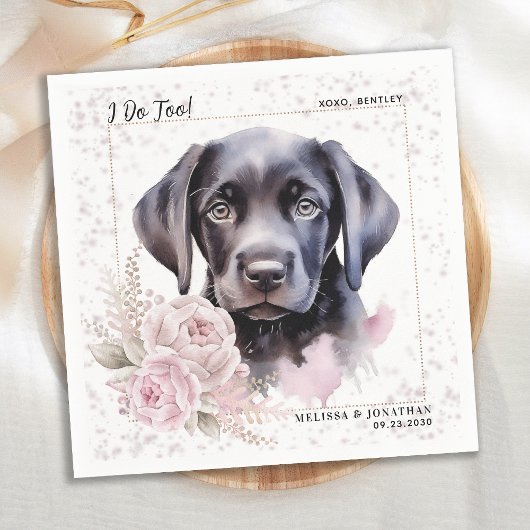 Ich tue zu Labrador Retriever Floral Hund Hochzeit Serviette