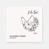 Ich tue zu Minimalistische Pet Sphynx Cat Wedding Serviette (Vorderseite)