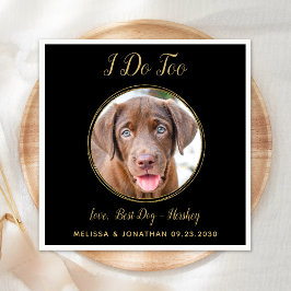 Ich tue zu schwarzes Gold Hochzeit Custom Pet Hund Serviette