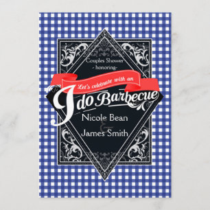 ICH TUN BARBECUE GRILLEN Blue & Red Checkered Verl Einladung
