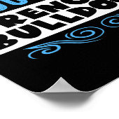 Ich über meinen französischen Bulldog (Blaue Textv Poster (Ecke)