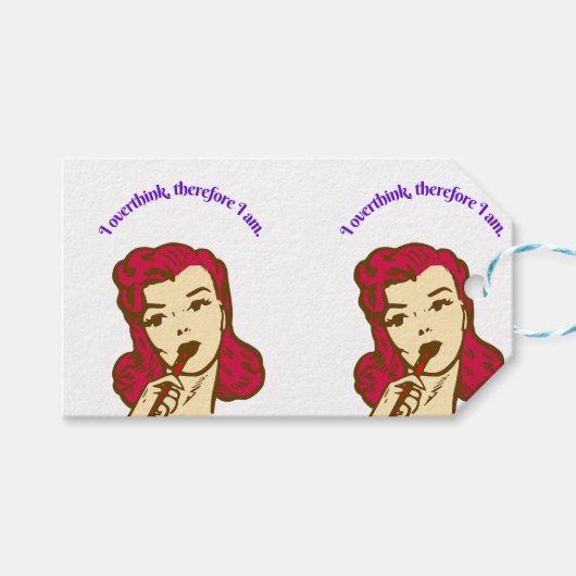 Ich überdenke, also bin ich – Retro-Pop-Art-Design Geschenkanhänger (Vorderseite (Horizontal))