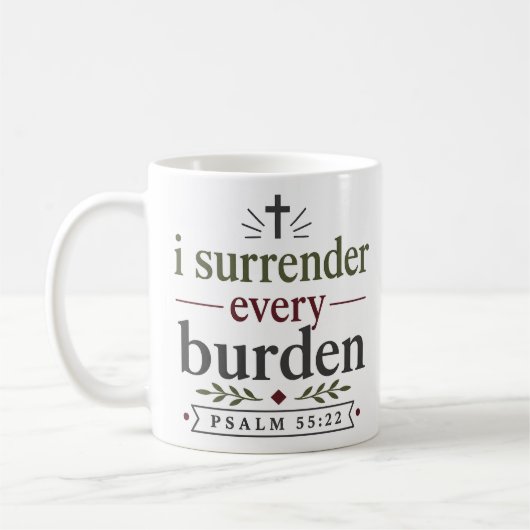 Ich übergebe jede Last Moderner christlicher Spruc Kaffeetasse (Links)