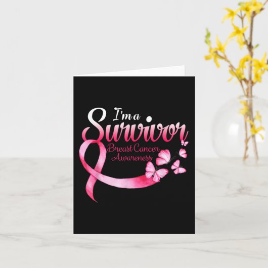 Ich überlebe das Brustkrebsbewusstsein mit rosa Ri Karte (Gelbe Blume)