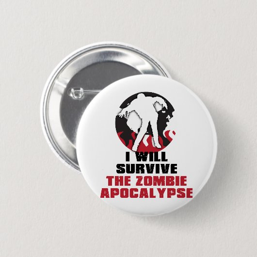 Ich überlebe die Zombie-Apokalypse Button (Vorne & Hinten)