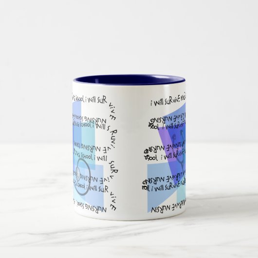 Ich überlebe Krankenpflege-Schule Zweifarbige Tasse (Mittel)
