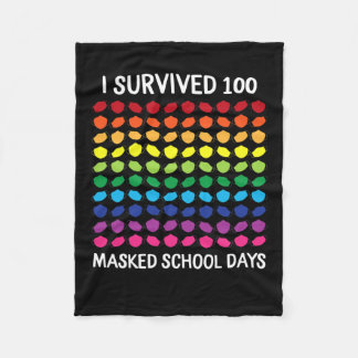 Ich überlebte 100 maskierte Schultage am 100. Tag  Fleecedecke