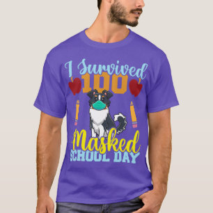 Ich überlebte 100 maskierte Schultage Hundeliebhab T-Shirt