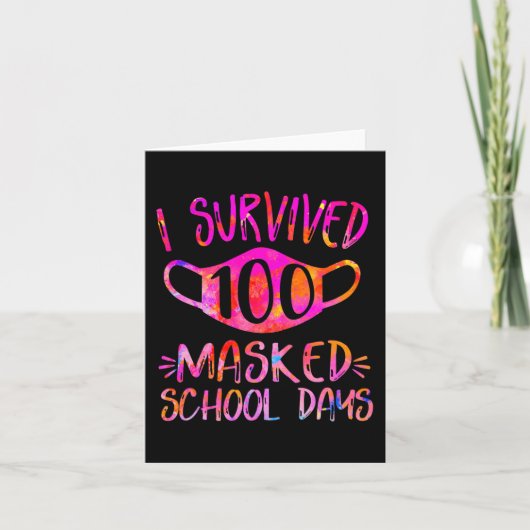 Ich überlebte 100 maskierte Schultage Student oder Karte (Vorderseite)