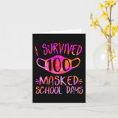 Ich überlebte 100 maskierte Schultage Student oder Karte (Gelbe Blume)