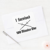 Ich überlebte 100 Minuten Kriegsaufkleber Quadratischer Aufkleber (Umschlag)