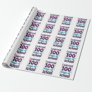 Ich überlebte 100 Tage Schuldesign Geschenkpapier