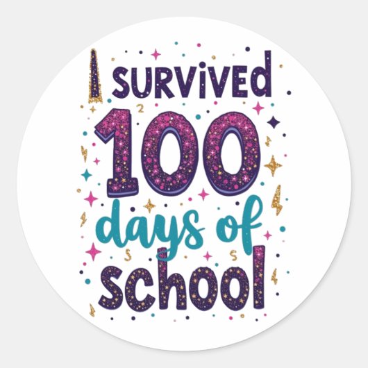 Ich überlebte 100 Tage Schuldesign Runder Aufkleber (Vorderseite)