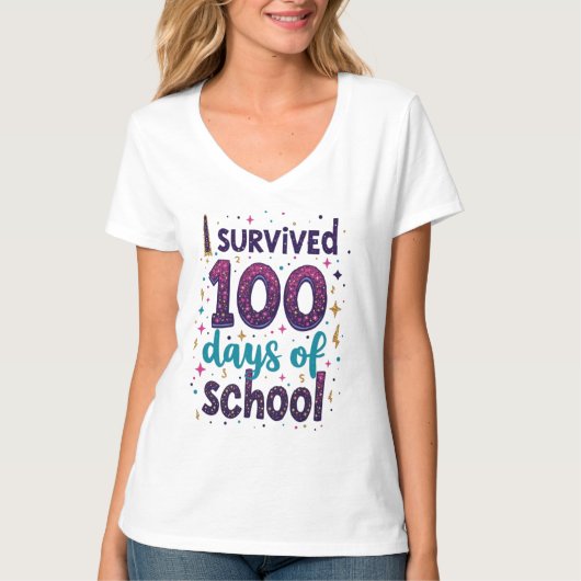 Ich überlebte 100 Tage Schuldesign T-Shirt (Vorderseite)