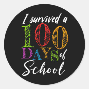Ich überlebte 100 Tage Schule für Lehrer und Stude Runder Aufkleber