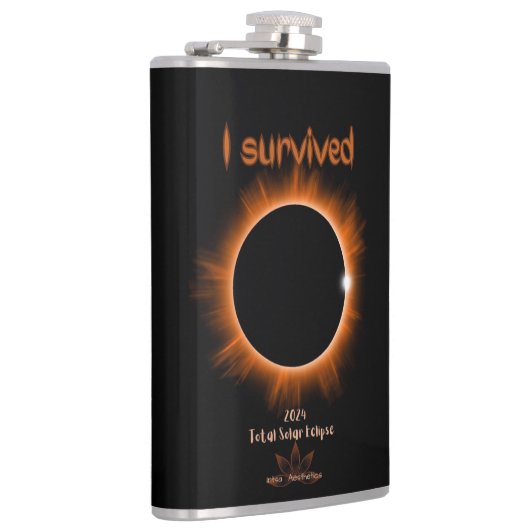 Ich überlebte 2024 Eclipse Vinyl Wrapped Flask Flachmann (Rechts)