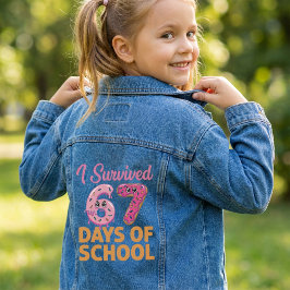 Ich überlebte 67 Tage Schul-Donut Lustige Kinder Jeansjacke