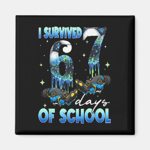 Ich überlebte 67 Tage Schule Fußball Jungen Kinder Magnet
