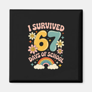 Ich überlebte 67 Tage Schule Gen Alpha Slang Retro Magnet