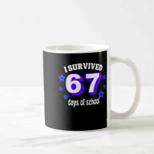 Ich überlebte 67 Tage Schule Lustig 67 Meme Retro Kaffeetasse