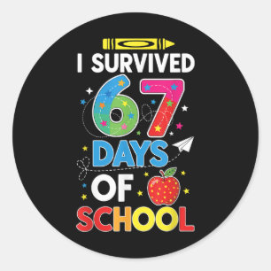 Ich überlebte 67 Tage Schule Six Seven Meme für mi Runder Aufkleber