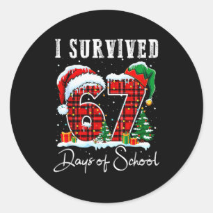 Ich überlebte 67 Tage Schulkristall-Weihnachts-Kar Runder Aufkleber