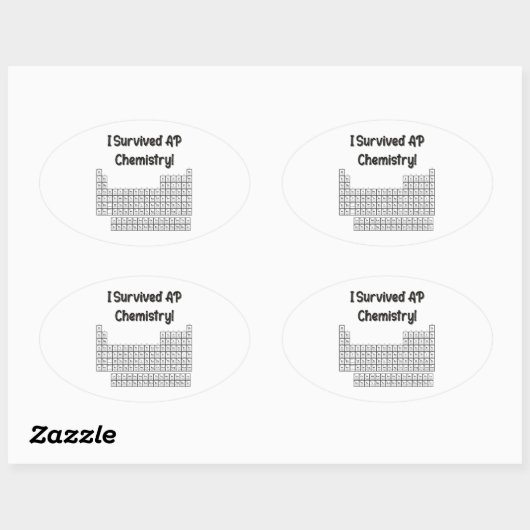 Ich überlebte AP Chemie! Ovaler Aufkleber (Blatt)