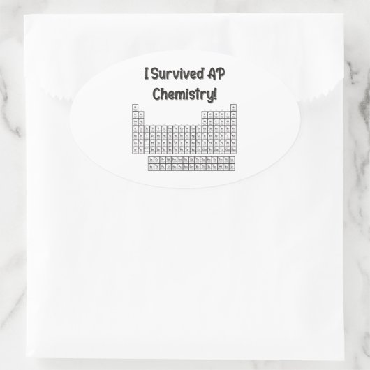 Ich überlebte AP Chemie! Ovaler Aufkleber (Tasche)