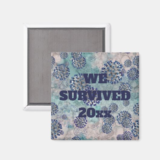 Ich überlebte Blue Covid Virus Magnet (Vorderseite/Rückseite)