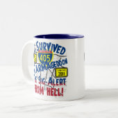 Ich überlebte Carmageddon - zwischenstaatliche 405 Zweifarbige Tasse (Vorderseite Links)