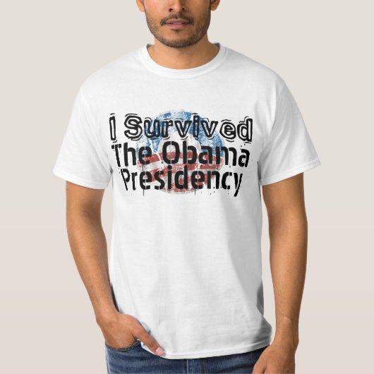 Ich überlebte das Obama-Vorsitz-lustige politische T-Shirt (Vorderseite)
