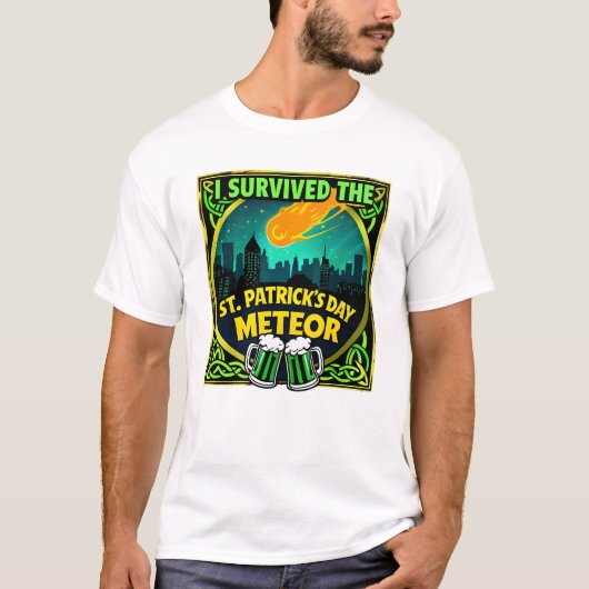 Ich überlebte das St. Patrick's Day Meteor Bierlie T-Shirt (Vorderseite)