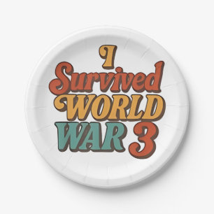 Ich überlebte den 3. Weltkrieg Funny Retro Vintag Pappteller