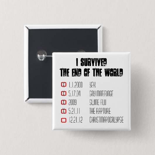 Ich überlebte den Begeisterungs-Knopf Button (Vorne & Hinten)