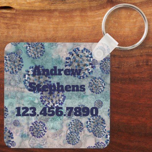 Ich überlebte den blauen Covid-Virus-Schlüsselanhä Schlüsselanhänger (Rückseite)