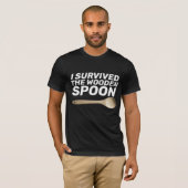 ICH ÜBERLEBTE DEN HOLZSPOON, schwarze T - Shirt (Vorne ganz)