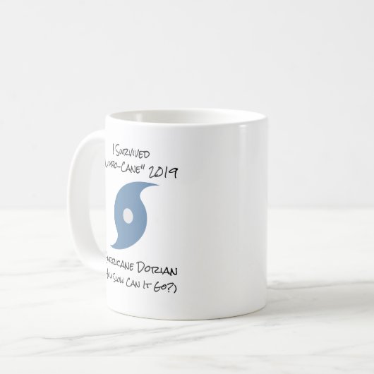 Ich überlebte den Hurrikan Dorian Quote Limbo Erei Kaffeetasse (Vorderseite Links)