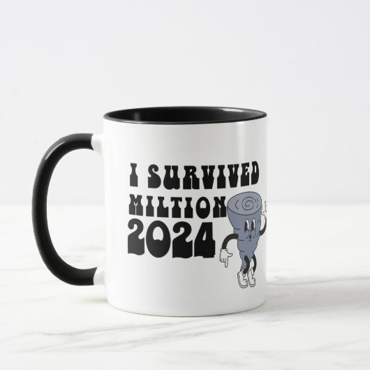 Ich überlebte den Hurrikan Milton Retro Style 2024 Tasse (Links)