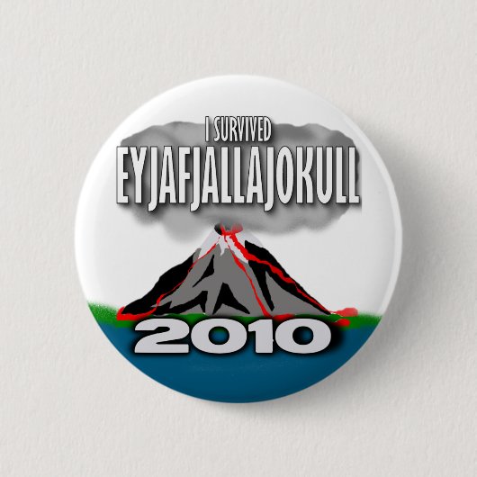 Ich überlebte den Island-Vulkan Button (Vorderseite)