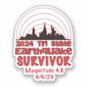 Ich überlebte den NYC Erdbeben Quake Tri Staat 202 Aufkleber (Vorderseite)