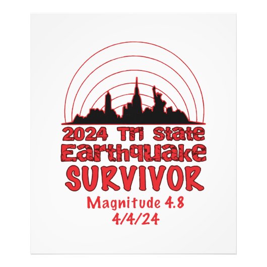 Ich überlebte den NYC Erdbeben Quake Tri Staat 202 Fotodruck (Vorne)