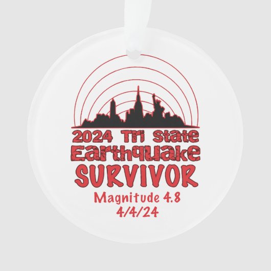 Ich überlebte den NYC Erdbeben Quake Tri Staat 202 Ornament (Vorderseite)