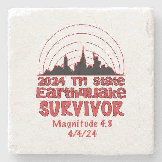 Ich überlebte den NYC Erdbeben Quake Tri Staat 202 Steinuntersetzer (Vorderseite)