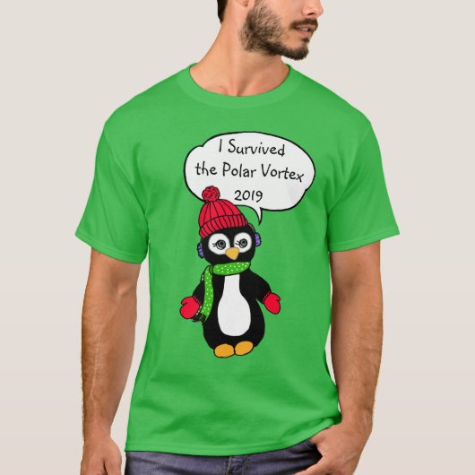 Ich überlebte den Polar Vortex 2019 Funny Pinguin T-Shirt (Vorderseite)