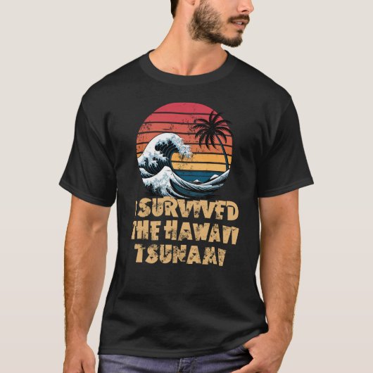 Ich überlebte den Retro-Sonnenuntergang von Hawaii T-Shirt (Vorderseite)