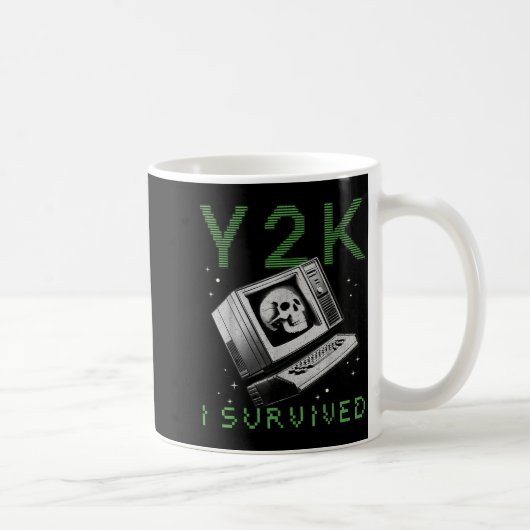 Ich überlebte den Y2k-Millennium-Bug, lustig retro Kaffeetasse (Rechts)